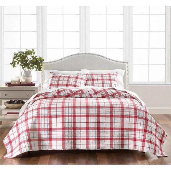 MARTHA STEWART Twin Quilt Windowpane Yarn-Dye Flannel - Picture 3 of 4